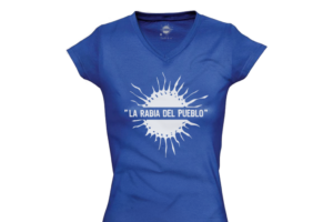 T-Shirt BLEU ROYAL l Femme l Serigraphie BLANC l Poitrine